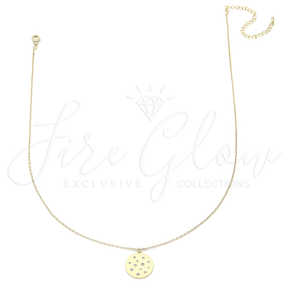 Gold Studded Disc Pendant Necklace - Picture 8 of 8